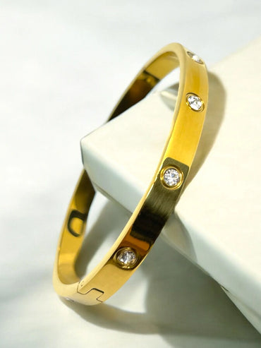 18K Golden Sparkle Crystal Cuff Bracelet