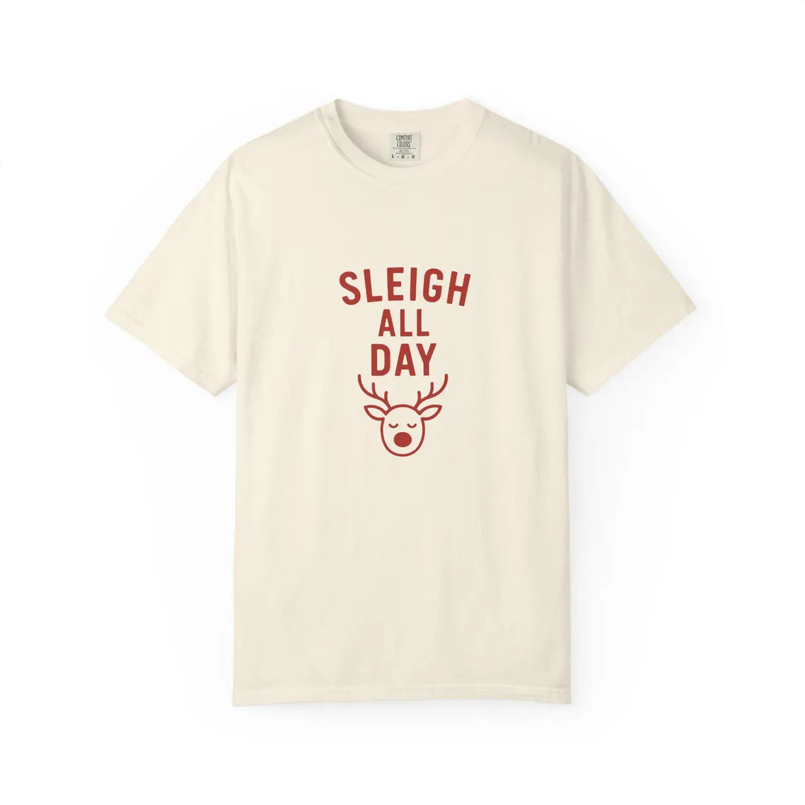Sleigh All Day Reindeer T-shirt | Minimalist Christmas Holiday Tee