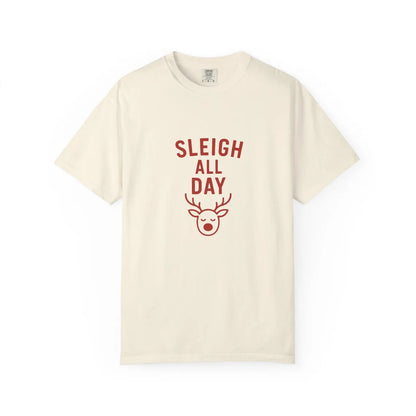 Sleigh All Day Reindeer T-shirt | Minimalist Christmas Holiday Tee