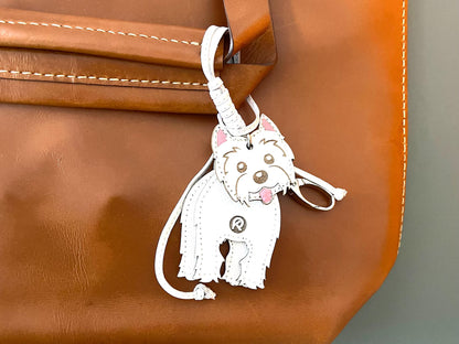 Handmade Westie Leather Keychain | Dog Bag Charm