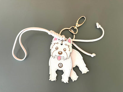 Handmade Westie Leather Keychain | Dog Bag Charm