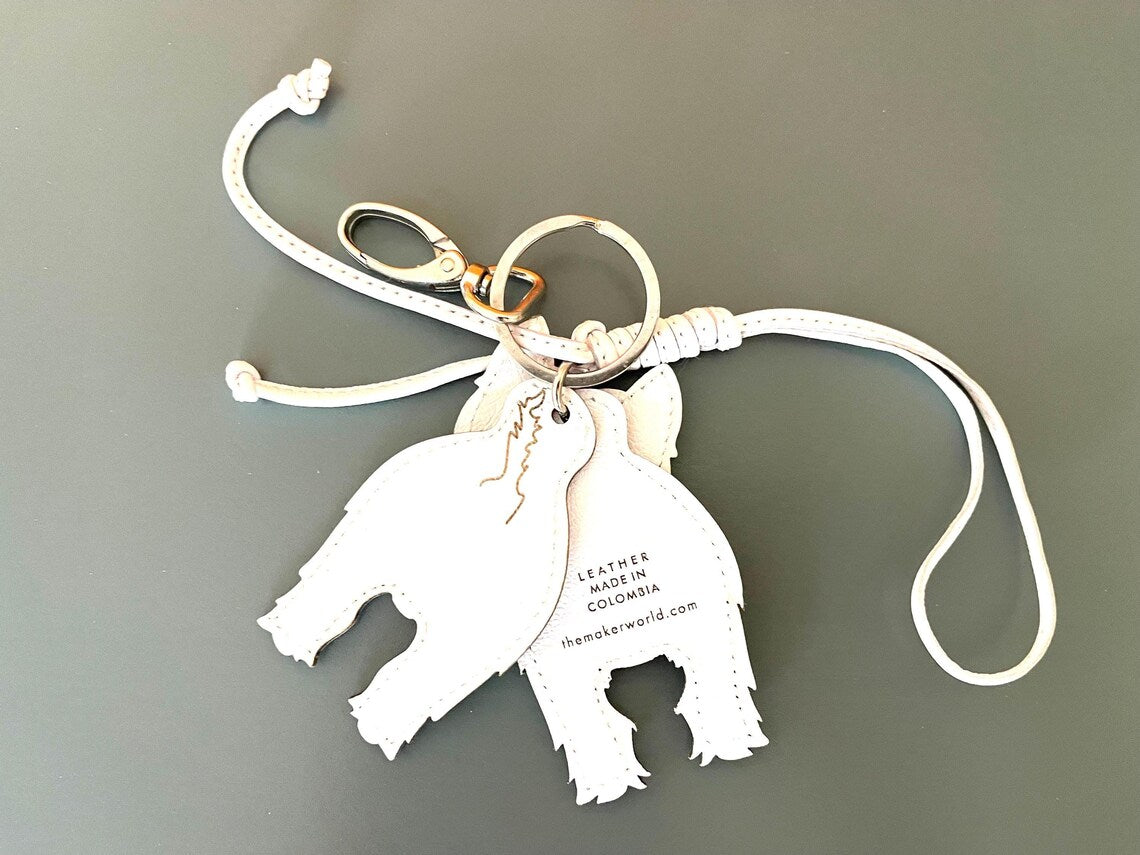 Handmade Westie Leather Keychain | Dog Bag Charm