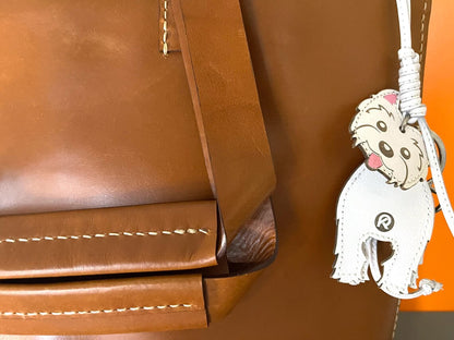 Handmade Westie Leather Keychain | Dog Bag Charm
