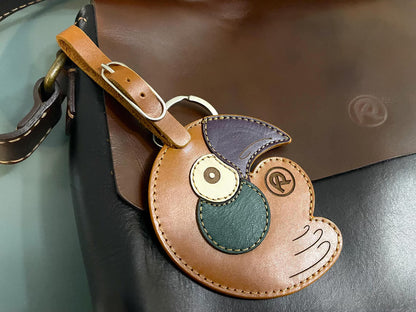 Handmade Leather Parrot Keychain: Colorful Bird Bag Hanger