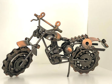 Upcycled Metal Motorcycle Sculpture: Industrial Home Decor Art