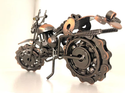Upcycled Metal Motorcycle Sculpture: Industrial Home Decor Art
