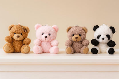 Mini Teddy Bear Keychain and panda keychain: Soft Plush Stuffed Animal Bag Charm