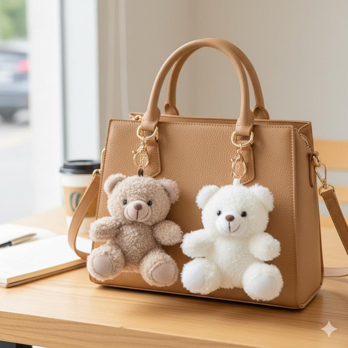 Mini Teddy Bear Keychain and panda keychain: Soft Plush Stuffed Animal Bag Charm
