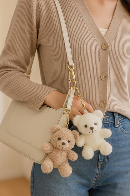 Mini Teddy Bear Keychain and panda keychain: Soft Plush Stuffed Animal Bag Charm
