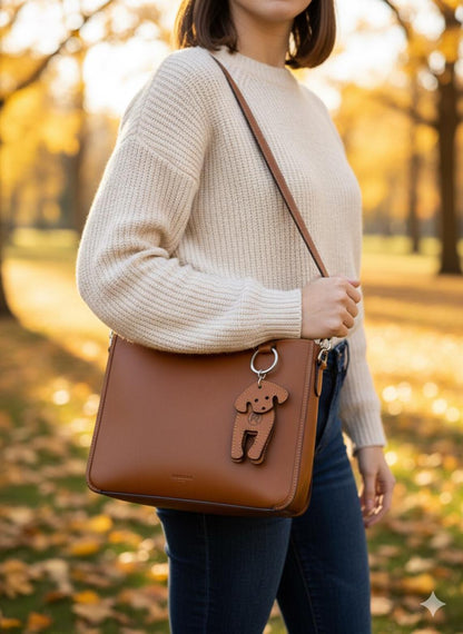 Beagle Dog leather keychain - handmade leather accessories