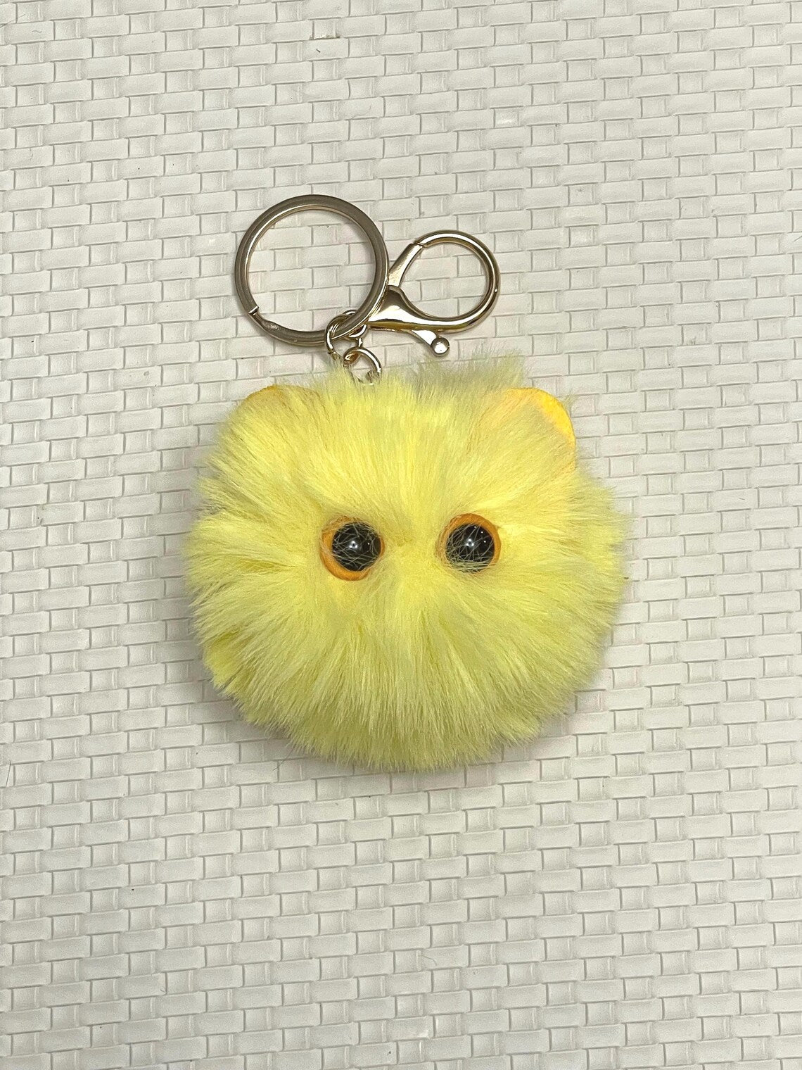 Plush Kitten Pompom – Fluffy Pompom Keychain, Car Accessory, Phone Charm, Christmas Gift