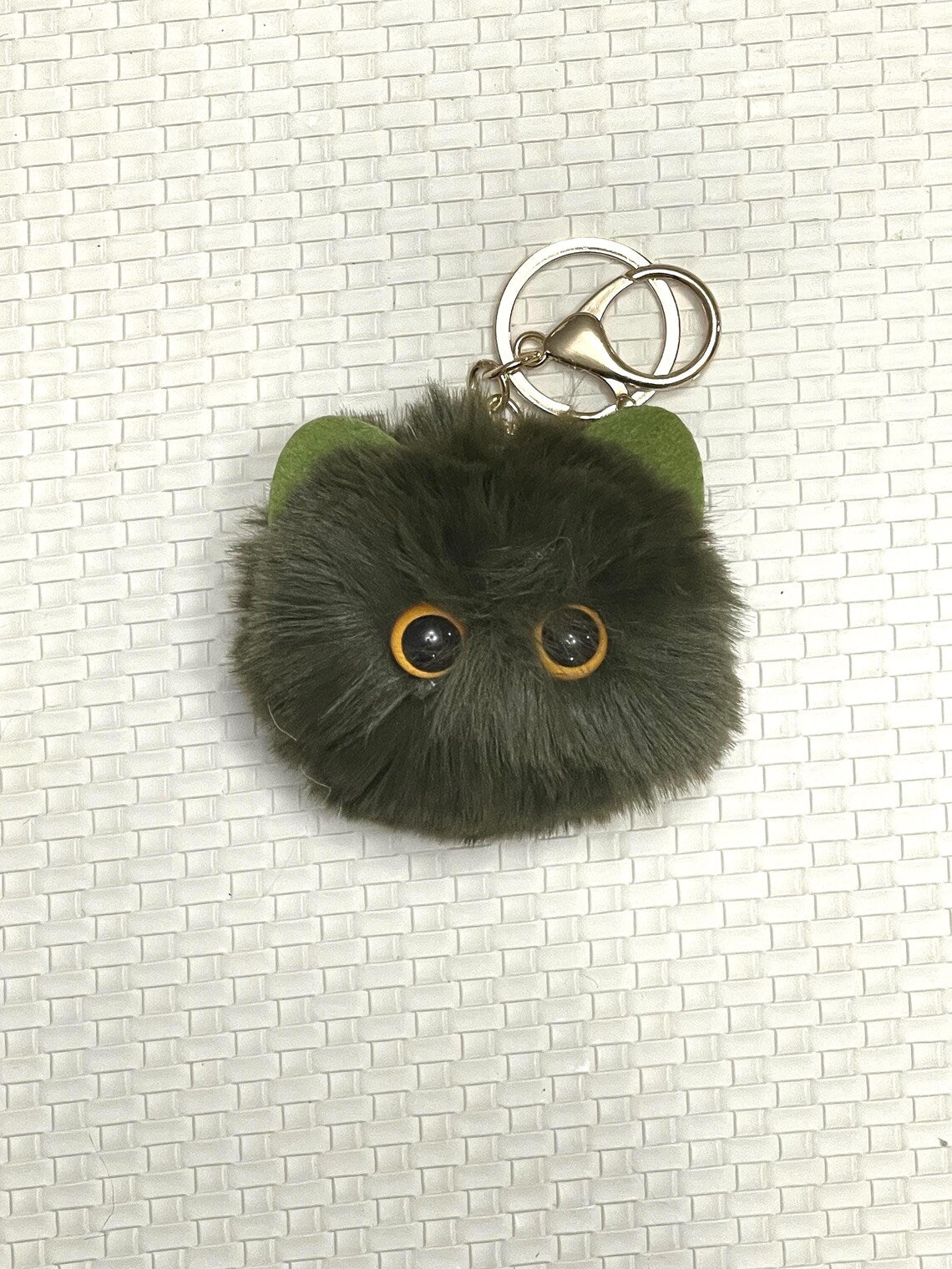 Plush Kitten Pompom – Fluffy Pompom Keychain, Car Accessory, Phone Charm, Christmas Gift