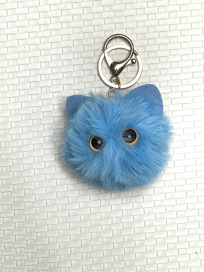 Plush Kitten Pompom – Fluffy Pompom Keychain, Car Accessory, Phone Charm, Christmas Gift