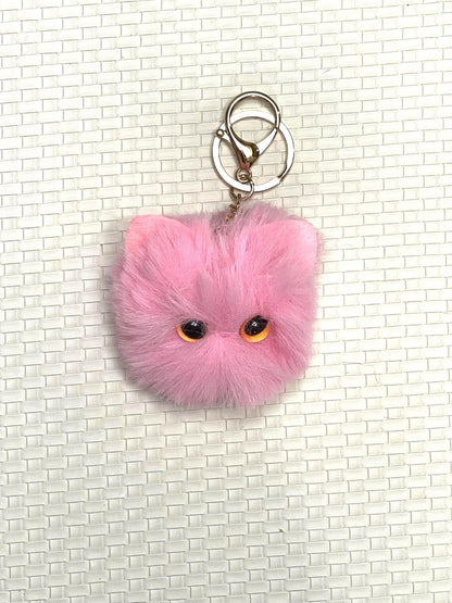 Plush Kitten Pompom – Fluffy Pompom Keychain, Car Accessory, Phone Charm, Christmas Gift