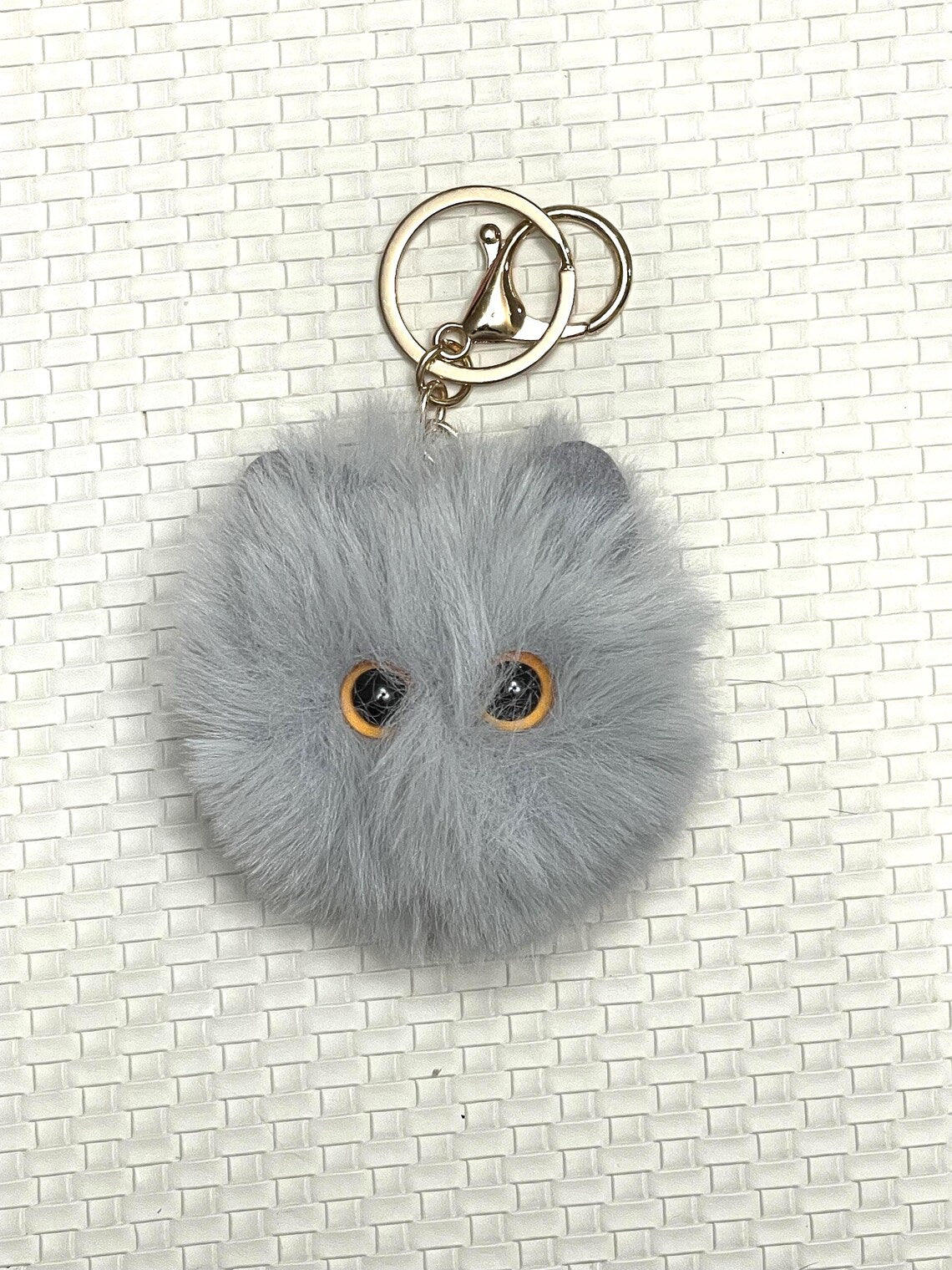 Plush Kitten Pompom – Fluffy Pompom Keychain, Car Accessory, Phone Charm, Christmas Gift
