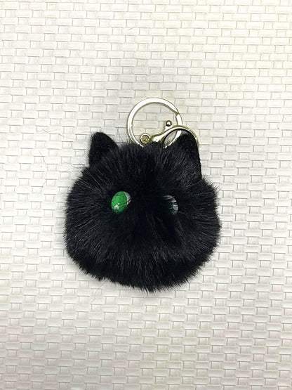 Plush Kitten Pompom – Fluffy Pompom Keychain, Car Accessory, Phone Charm, Christmas Gift