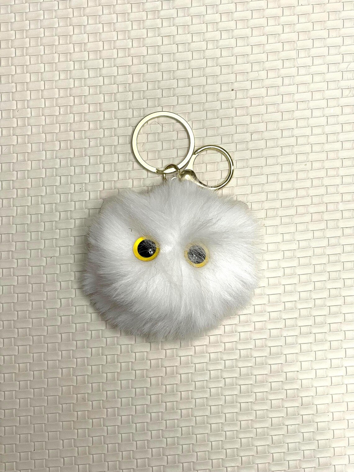 Plush Kitten Pompom – Fluffy Pompom Keychain, Car Accessory, Phone Charm, Christmas Gift