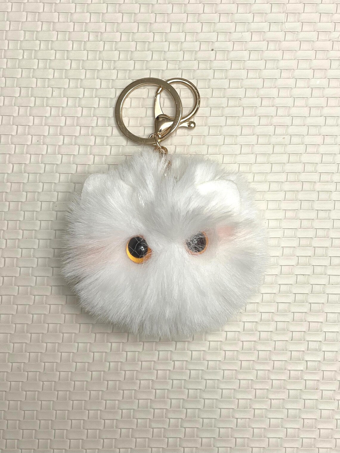 Plush Kitten Pompom – Fluffy Pompom Keychain, Car Accessory, Phone Charm, Christmas Gift