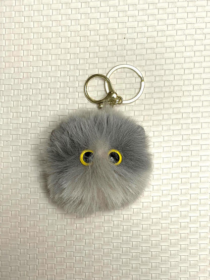 Plush Kitten Pompom – Fluffy Pompom Keychain, Car Accessory, Phone Charm, Christmas Gift