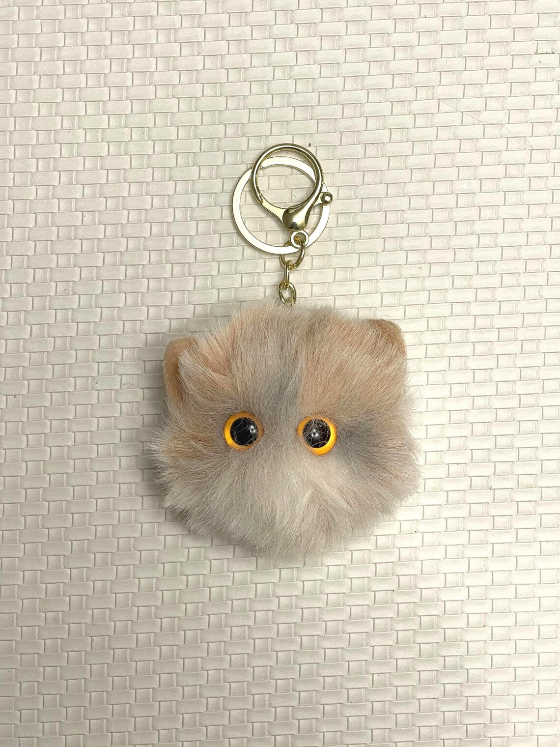 Plush Kitten Pompom – Fluffy Pompom Keychain, Car Accessory, Phone Charm, Christmas Gift