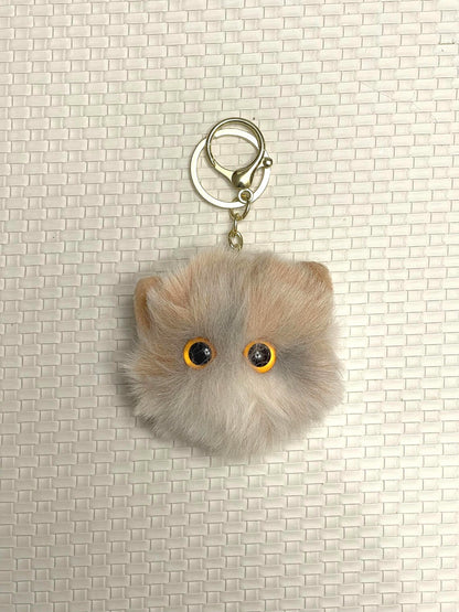 Plush Kitten Pompom – Fluffy Pompom Keychain, Car Accessory, Phone Charm, Christmas Gift