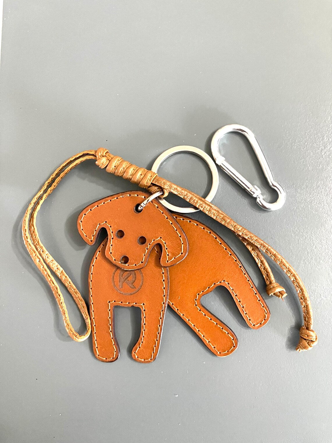 Beagle Dog leather keychain - handmade leather accessories