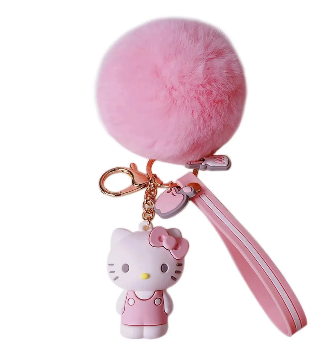 Pink Kitty Pompom Keychain - Bag Charm | Phone Charm and Car Accessory