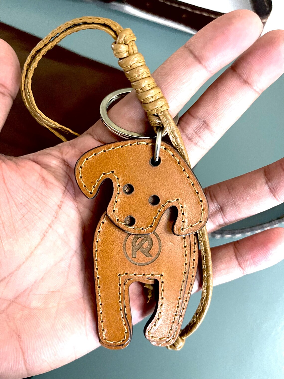Beagle Dog leather keychain - handmade leather accessories
