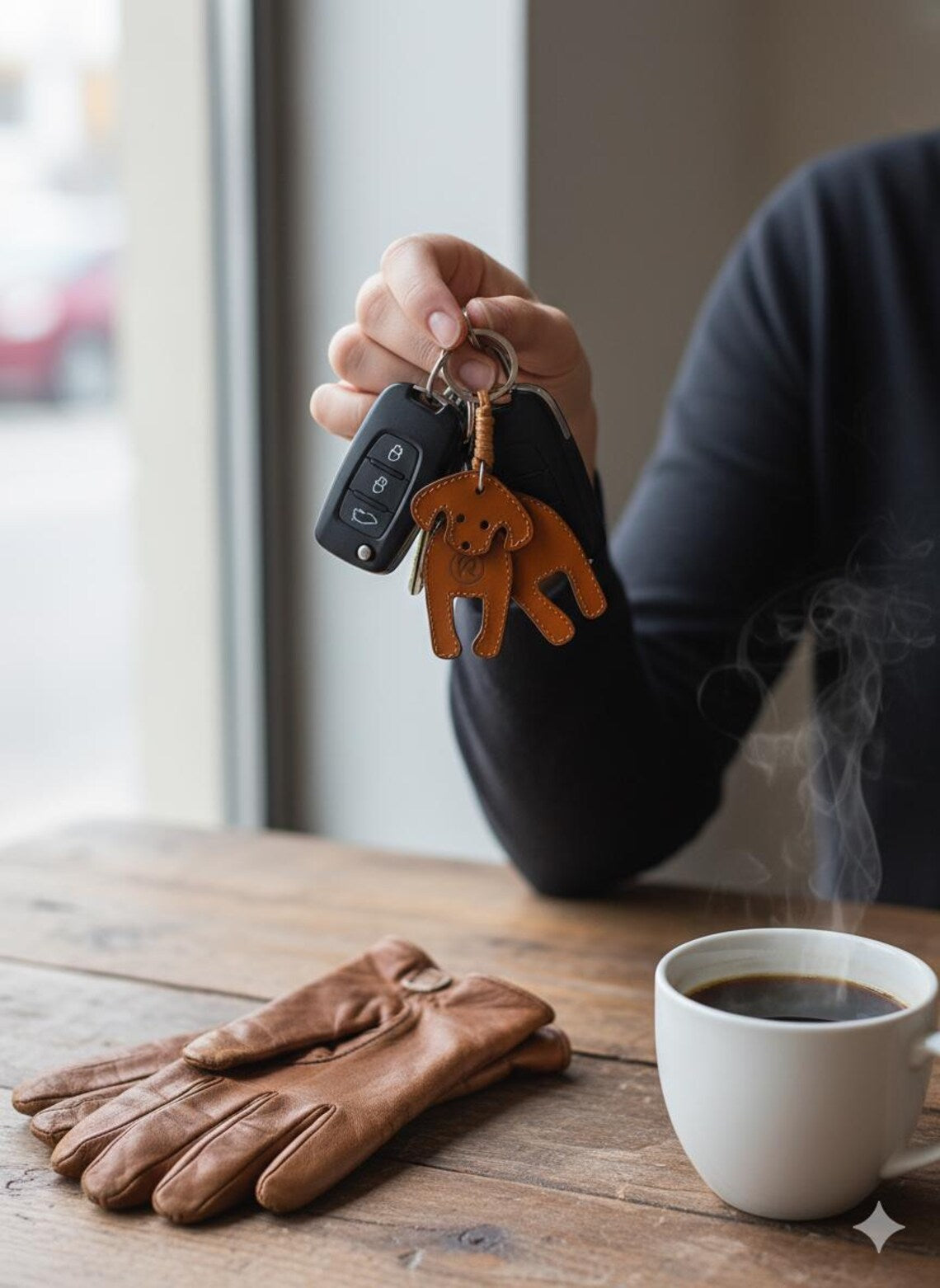 Beagle Dog leather keychain - handmade leather accessories