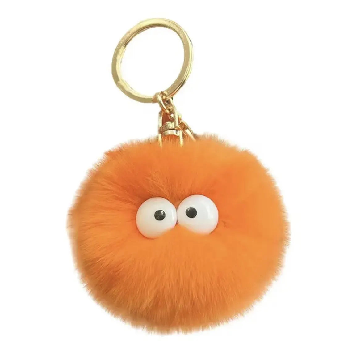 Fluffy Plush Pom Pom Keychain: Googly Eyes Bag Charm