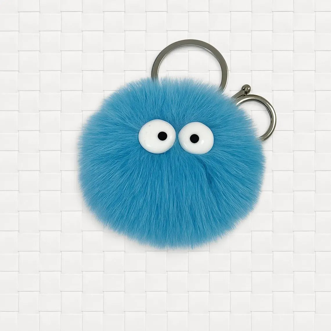 Fluffy Plush Pom Pom Keychain: Googly Eyes Bag Charm
