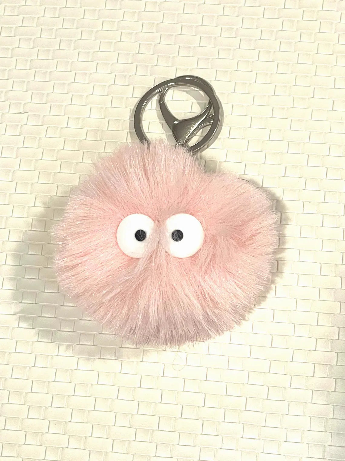 Fluffy Plush Pom Pom Keychain: Googly Eyes Bag Charm