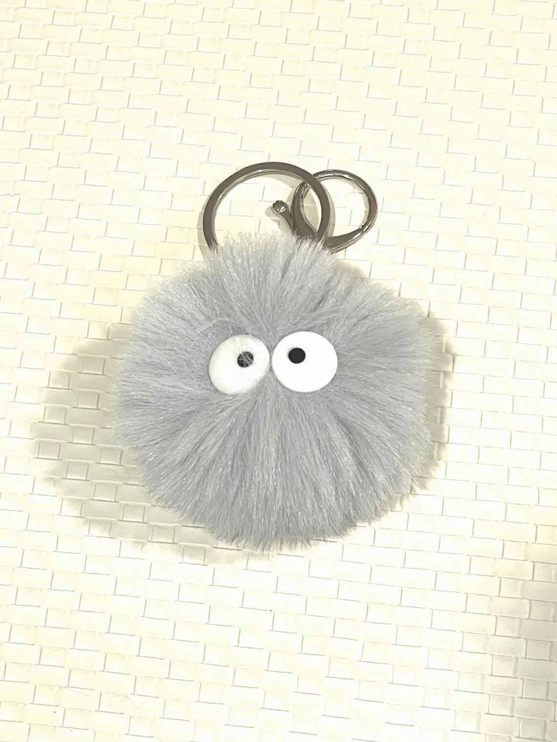 Fluffy Plush Pom Pom Keychain: Googly Eyes Bag Charm