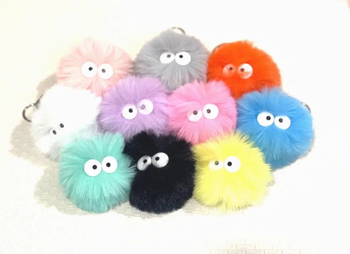 Fluffy Plush Pom Pom Keychain: Googly Eyes Bag Charm