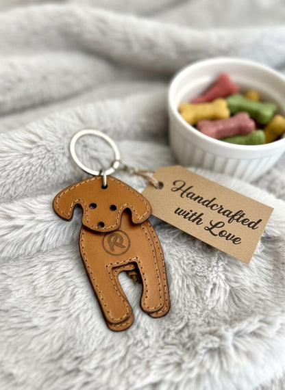 Beagle Dog leather keychain - handmade leather accessories