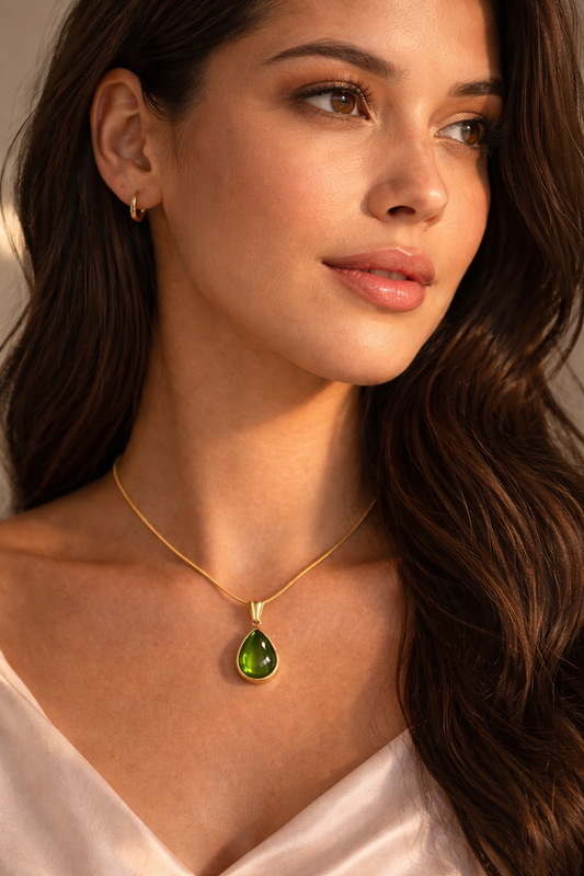 Gold Water Drop Pendant Necklace for Women – Trendy Stainless Steel Charm Necklace