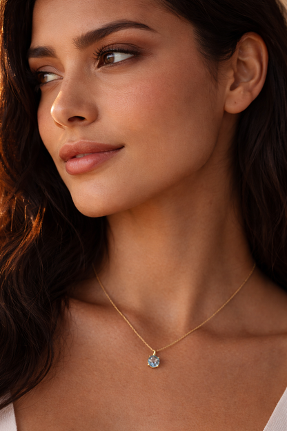 Elegant Blue Topaz Pendant Necklace – 925 Sterling Silver, Gold Plated