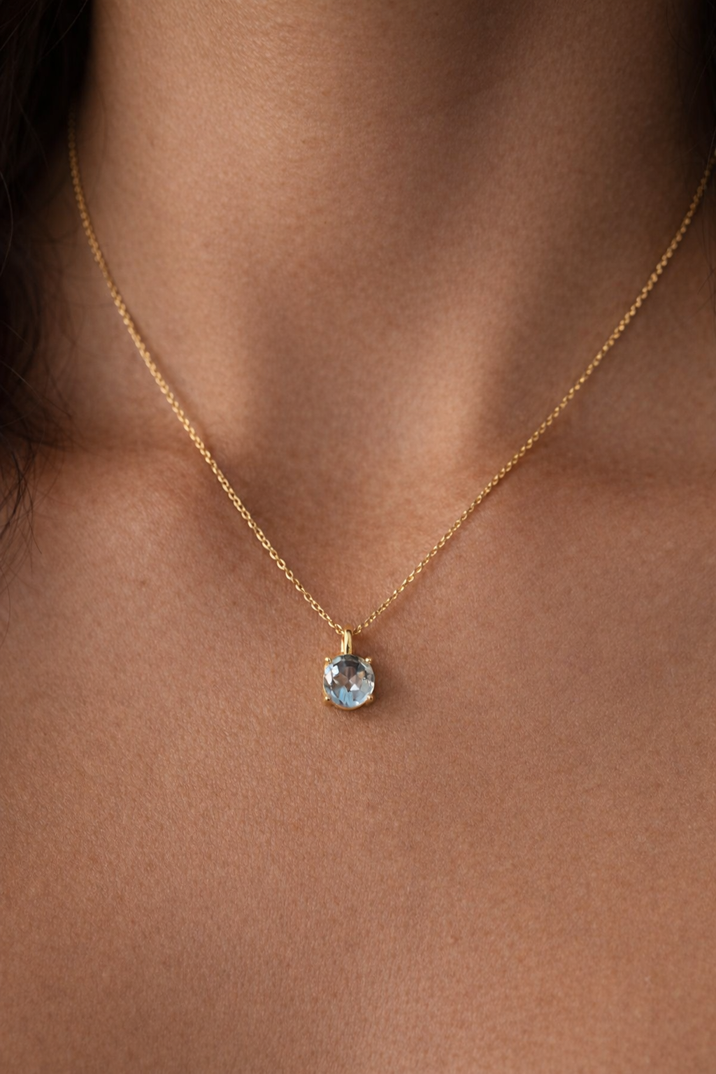 Elegant Blue Topaz Pendant Necklace – 925 Sterling Silver, Gold Plated