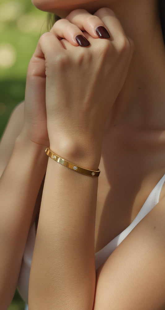 18K Golden Sparkle Crystal Cuff Bracelet