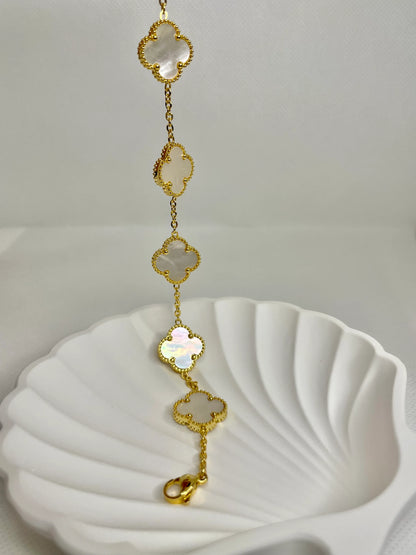 Four leaf clover bracelet gold plated stainless steel gift for her