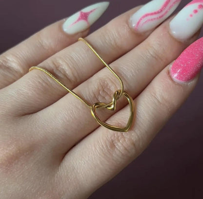 Gold Plated Heart Pendant Necklace: Stainless Steel Love Choker