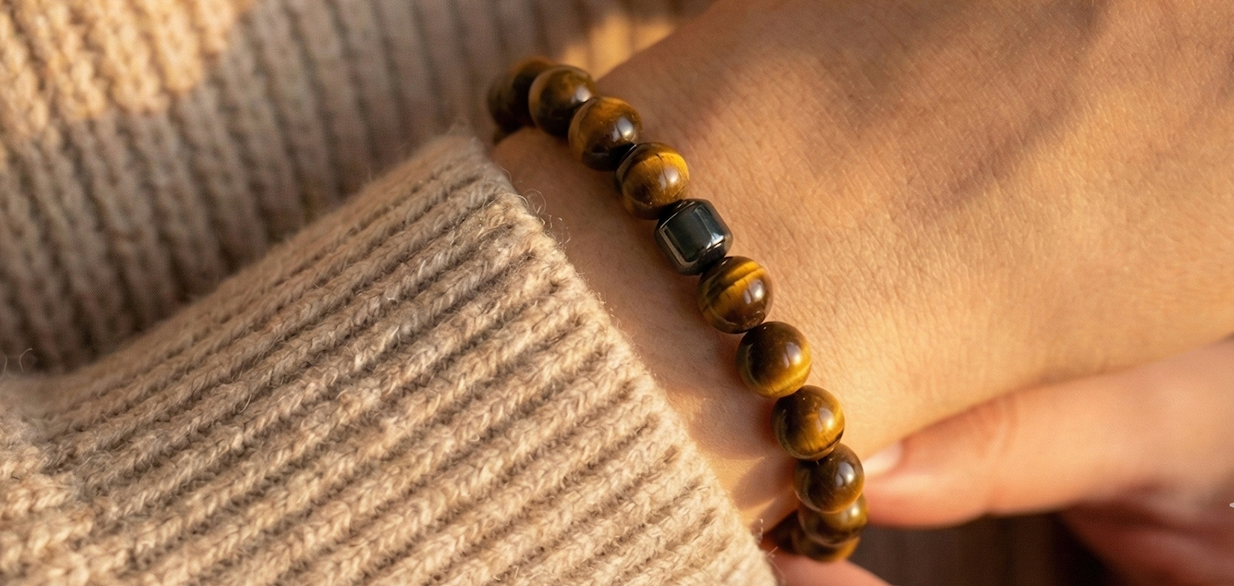 Natural Tiger Eye Agate Bracelet Men Women Healing Stone Beads Elastic Bangle