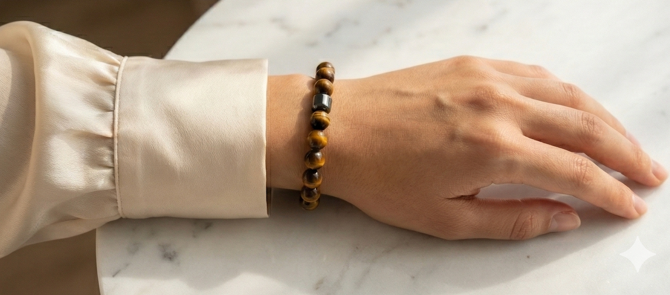 Natural Tiger Eye Agate Bracelet Men Women Healing Stone Beads Elastic Bangle